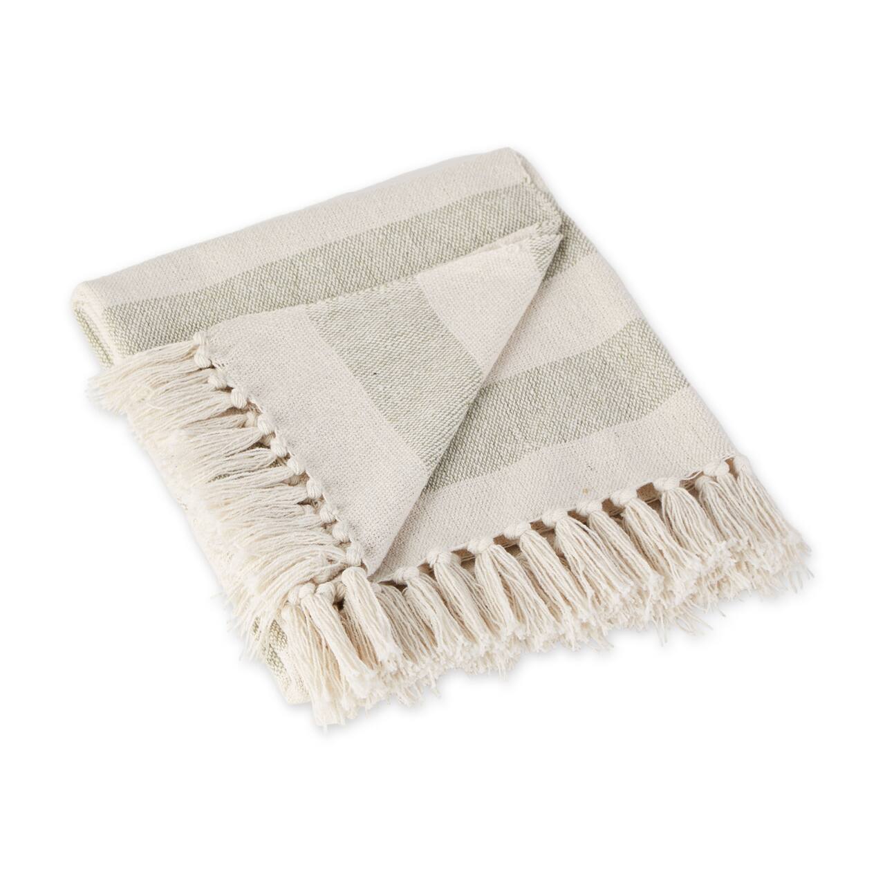 Artichoke / Off White Cabana Stripe Throw